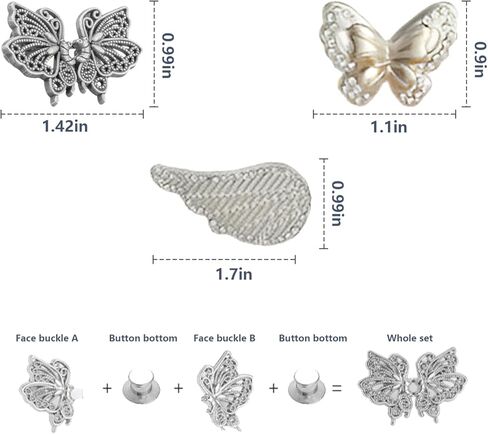 8Pcs Waist Clips Butterfly Decorative Clothing Cinch Buckles Dress Blouse Waistline Enhancer Fasteners Fashion Accessory Set in Saudi Arabia