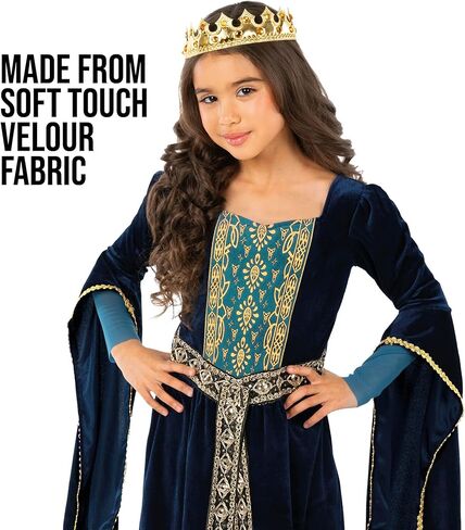 Morph Blue Medieval Princess Costume Girl Renaissance Dress Medieval Kids Renaissance Costume for Girls Halloween Costumes For Girls Medium in Saudi Arabia