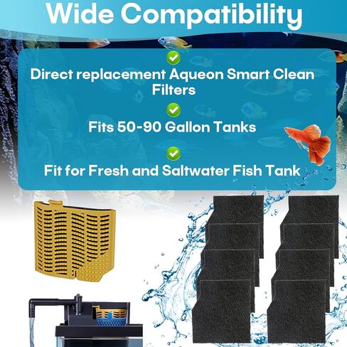 8 قطع خراطيش فلتر حوض السمك الكبيرة، مناسبة لفلتر Aqueon Smart Clean، متوافقة مع خرطوشة فلتر خزان الأسماك Aqueon Ecorenew Cartridge 50-90 جالون in Kuwait