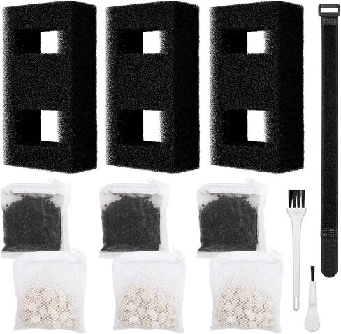 ANTOBLE Aquarium Filter Media, 3 Set Foam Filter Block A1376 Carbon Refills Ceramic Rings Compatible with Fluval Flex EVO SPEC Betta Desktop Aquarium Series (Includes 2 Brushes) in Saudi Arabia