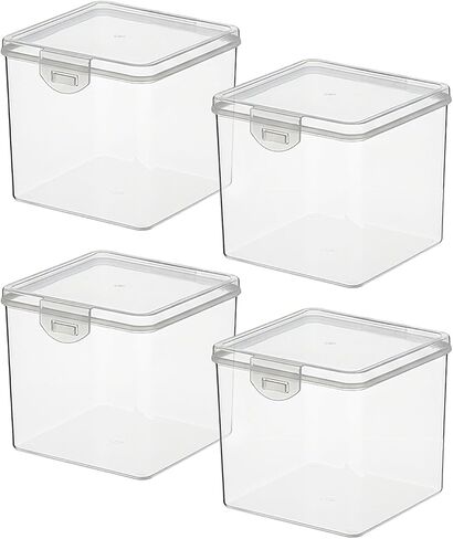 Rocutus 12 Pack Small Clear Plastic Storage Containers with Lids,Beads Storage Box with Hinged Lid for Beads,Earplugs,Pins, Small Items, Crafts, Jewelry, Hardware (4.1 x 4.1 x 1.4 Inches) in Saudi Arabia
