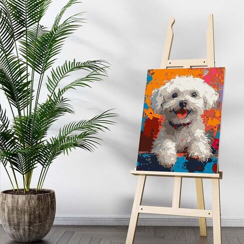 Auremi Puppy مؤطرة طلاء حسب الرقم للبالغين، مجموعة لوحات زيتية من الأكريليك على القماش من الأكريليك للبالغين، مجموعات طلاء حسب الأرقام لديكور المنزل 20 × 30 سم in Saudi Arabia