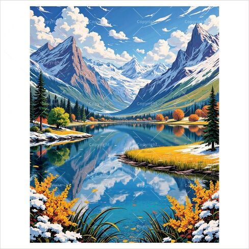 مجموعة طلاء جبل سيوريكسا بالأرقام للبالغين - رسم منظر طبيعي للغابات على القماش مقاس 16 × 20 بوصة، مجموعة طلاء أكريليك، مناسبة للمبتدئين، فن لتزيين المنزل أو الهدايا، غير مؤطرة in Kuwait