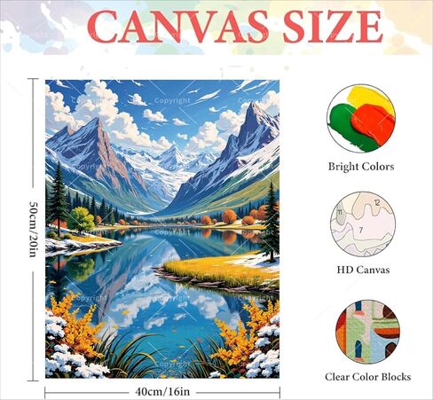 Sceorixa Mountain Paint by Numbers Kit for Adults - DIY Forest Landscape Painting On Canvas 16X20 Inches, Acrylic Paint Set, Suitable for Beginners, Art for Home Decoration Or Gifts, Unframed in Saudi Arabia