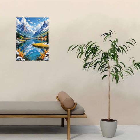 Sceorixa Mountain Paint by Numbers Kit for Adults - DIY Forest Landscape Painting On Canvas 16X20 Inches, Acrylic Paint Set, Suitable for Beginners, Art for Home Decoration Or Gifts, Unframed in Saudi Arabia