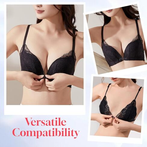 QUUPY 10Pcs Black Plastic Bra Strap Front Closure Hook Clasp Sew on Clothes Fasteners for Lingerie Swimsuit DIY Craft Supplies(1.2+1.5CM) in Saudi Arabia