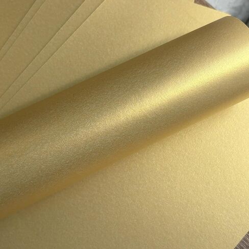 Syntego Gold Pearlescent A4 Cardstock 250gsm - 10 Sheets - Premium Colored Cardstock for Crafts, Christmas, Scrapbooking - Double Sided - Ideal for Card Making - Elegant Gold Finish in Saudi Arabia