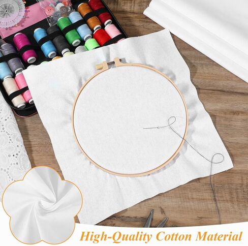 10 PCS Embroidery Fabric Squares, 11.8 × 11.8 Inch Pre-Cut White Embroidery Cloth Fabric, Embroideries Cloth Squares for Embroideries Garment Craft in Saudi Arabia