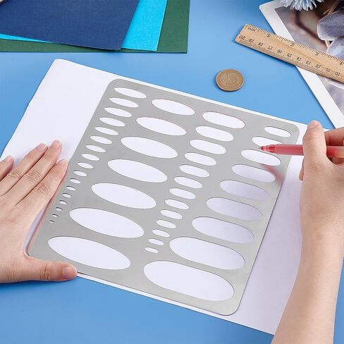 PH PandaHall 304 Stainless Steel Template Metal Ellipse Stencil Geometric Template Journal Templates Art Oval Tool for DIY Engraving Painting Drawing Quilting Scrapbooking School Office in Saudi Arabia