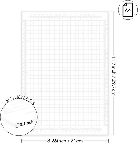 Briartw A4 Clear Photopolymer Sticky Mat with 1/4" Grid & cm and inch Dual Scales for Stencil Stamp,Drawing Template | Reusable Anti-Slip Grip Mat for Card Making, Ink Blending, Crafting in Saudi Arabia