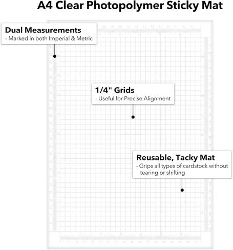 Briartw A4 Clear Photopolymer Sticky Mat with 1/4" Grid & cm and inch Dual Scales for Stencil Stamp,Drawing Template | Reusable Anti-Slip Grip Mat for Card Making, Ink Blending, Crafting in Saudi Arabia