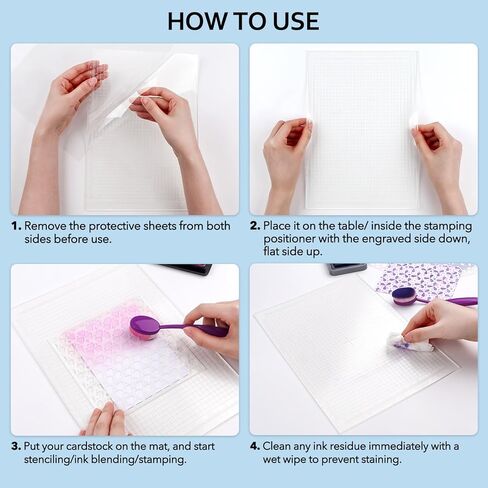 Briartw A4 Clear Photopolymer Sticky Mat with 1/4" Grid & cm and inch Dual Scales for Stencil Stamp,Drawing Template | Reusable Anti-Slip Grip Mat for Card Making, Ink Blending, Crafting in Saudi Arabia