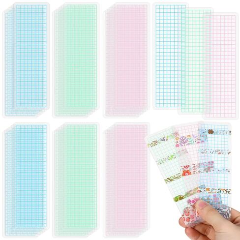 40 قطعة من بطاقات تخزين شريط واشي، لوح منفصل من شريط واشي بلاستيكي مقاس 15 × 5 سم مع زاوية مقوسة للحرف اليدوية وسجلات القصاصات، أخضر فاتح in Kuwait