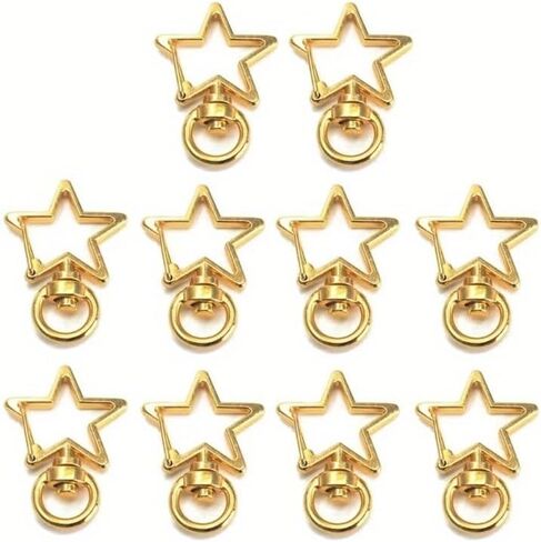 15PCS Metal Swivel Lobster Claw Clasps Star/Moon Snap Hook Swivel Lanyard Clip DIY Supplies Jewelry Making Keychain (15pcs,Golden) in Saudi Arabia
