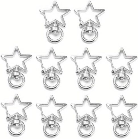 15PCS Metal Swivel Lobster Claw Clasps Star/Moon Snap Hook Swivel Lanyard Clip DIY Supplies Jewelry Making Keychain (15pcs,Golden) in Saudi Arabia