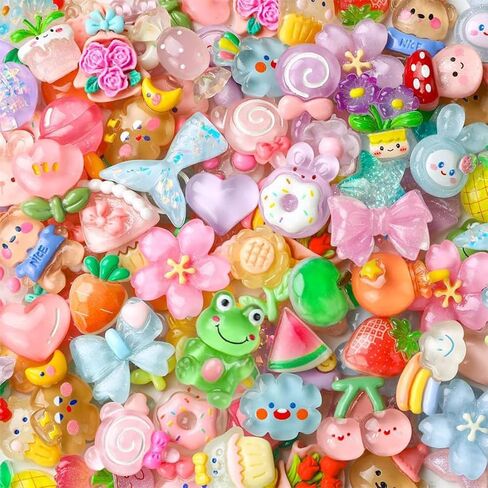 100 PCS Mixed Color Charms, Flatback Resin Embellishments for Nail Art Scrapbooking DIY in Saudi Arabia