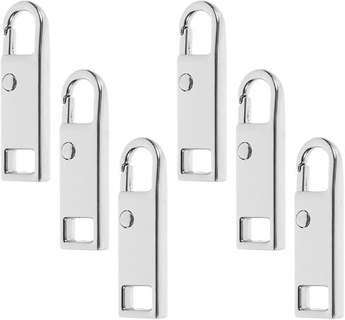 Unomor 6pcs Silver Metal Zipper Pull Tabs Replacement Repair Kit Universal Zipper Puller for Luggage Backpacks Purses DIY Fixer Accessories in Saudi Arabia
