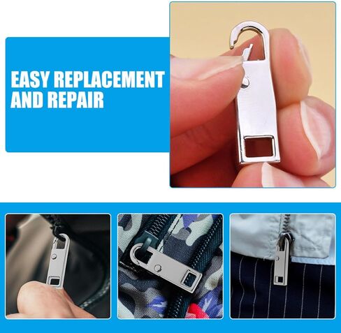 Unomor 6pcs Silver Metal Zipper Pull Tabs Replacement Repair Kit Universal Zipper Puller for Luggage Backpacks Purses DIY Fixer Accessories in Saudi Arabia