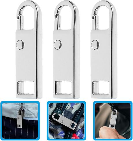 Unomor 6pcs Silver Metal Zipper Pull Tabs Replacement Repair Kit Universal Zipper Puller for Luggage Backpacks Purses DIY Fixer Accessories in Saudi Arabia