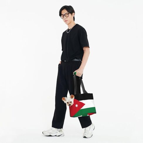 Jordanian Flag Printed Portable pet Shoulder Bag, Suitable for Small Dogs and Cats, Shopping and Travel Dual-Purpose Bag in Saudi Arabia