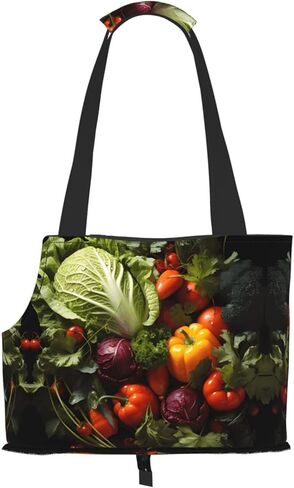 Lots of Fresh Vegetables Printed Portable pet Shoulder Bag, Suitable for Small Dogs and Cats, Shopping and Travel Dual-Purpose Bag in Saudi Arabia