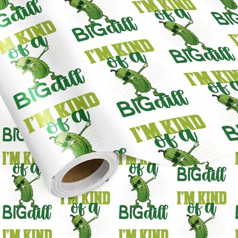 LeZakaa Funny Pickle Wrapping Paper Roll, Cartoon Pickle Food Pattern Gift Wrap for Birthday, Teens, Food Lovers, Party & Gag Gifts, Mini Roll 17 in x 16.4 Feet in Saudi Arabia