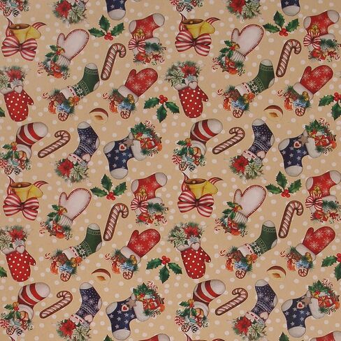 Aimyoo Kraft Christmas Wrapping Paper Jumbo Roll, Christmas Stockings Candy Canes Gloves Designs, Kids Xmas Gift Wrap Paper 17 in x 32 ft in Saudi Arabia