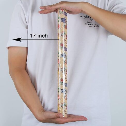 Aimyoo Kraft Christmas Wrapping Paper Jumbo Roll, Christmas Stockings Candy Canes Gloves Designs, Kids Xmas Gift Wrap Paper 17 in x 32 ft in Saudi Arabia