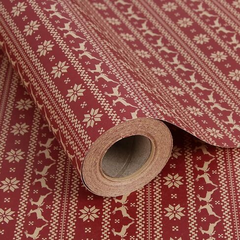 Aimyoo Kraft Christmas Wrapping Paper Jumbo Roll, Christmas Stockings Candy Canes Gloves Designs, Kids Xmas Gift Wrap Paper 17 in x 32 ft in Saudi Arabia