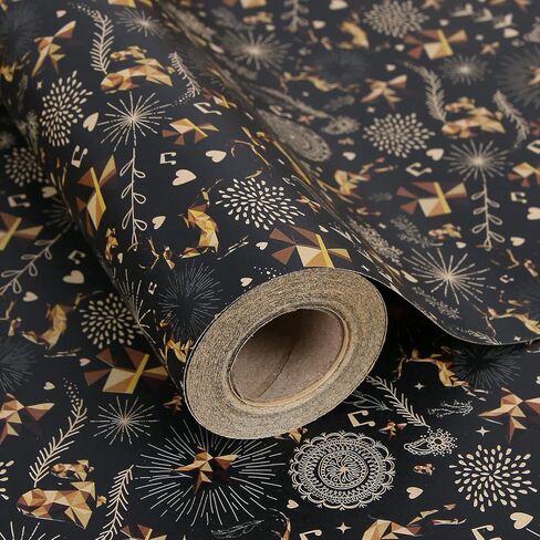 Aimyoo Kraft Christmas Wrapping Paper Jumbo Roll, Christmas Stockings Candy Canes Gloves Designs, Kids Xmas Gift Wrap Paper 17 in x 32 ft in Saudi Arabia