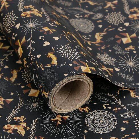 Aimyoo Kraft Christmas Wrapping Paper Jumbo Roll, Christmas Stockings Candy Canes Gloves Designs, Kids Xmas Gift Wrap Paper 17 in x 32 ft in Saudi Arabia
