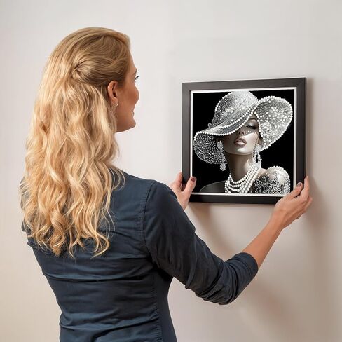 NEWENMO أنيقة سيدة الماس مجموعات الفن للبالغين، 5D خاص على شكل امرأة جميلة الماس اللوحة عدة، DIY الحفر جوهرة الفن الحرف للبالغين، ديكور جدار المنزل 12x12 بوصة in Kuwait