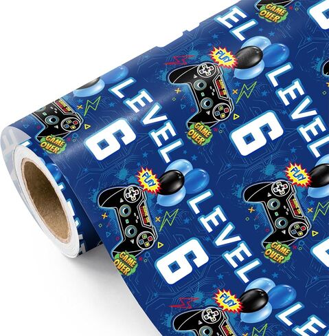 WRAPAHOLIC Gaming 9th Birthday Wrapping Paper Roll - Mini Roll - 17 Inch x 16.5 Feet - Gamer Controller Level 9 Video Game Wrapping Paper for Boys Birthday, Game Lover, Baby Shower in Saudi Arabia