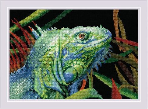 RIOLIS - Iguana 2192، مجموعات غرز متقاطعة للحيوانات مقاس 11¾ بوصة × 8¼، مجموعات غرز متقاطعة للمبتدئين والمتقدمين، مجموعة خياطة متقاطعة للبالغين، مجموعة خياطة مطرزة in Kuwait