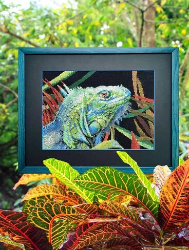RIOLIS - Iguana 2192، مجموعات غرز متقاطعة للحيوانات مقاس 11¾ بوصة × 8¼، مجموعات غرز متقاطعة للمبتدئين والمتقدمين، مجموعة خياطة متقاطعة للبالغين، مجموعة خياطة مطرزة in Kuwait