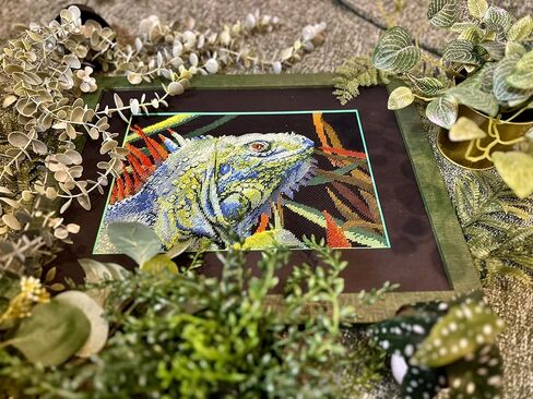 RIOLIS - Iguana 2192، مجموعات غرز متقاطعة للحيوانات مقاس 11¾ بوصة × 8¼، مجموعات غرز متقاطعة للمبتدئين والمتقدمين، مجموعة خياطة متقاطعة للبالغين، مجموعة خياطة مطرزة in Kuwait