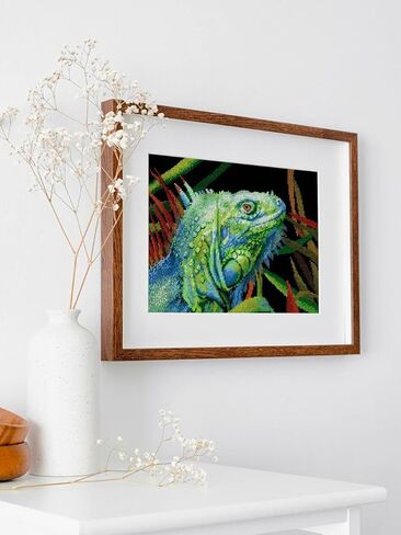 RIOLIS - Iguana 2192، مجموعات غرز متقاطعة للحيوانات مقاس 11¾ بوصة × 8¼، مجموعات غرز متقاطعة للمبتدئين والمتقدمين، مجموعة خياطة متقاطعة للبالغين، مجموعة خياطة مطرزة in Kuwait