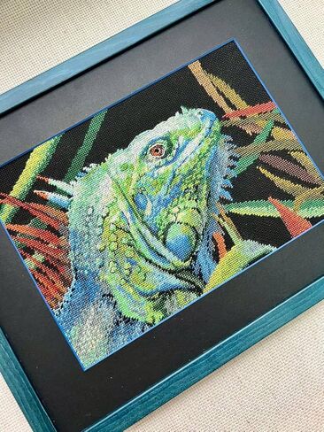 RIOLIS - Iguana 2192، مجموعات غرز متقاطعة للحيوانات مقاس 11¾ بوصة × 8¼، مجموعات غرز متقاطعة للمبتدئين والمتقدمين، مجموعة خياطة متقاطعة للبالغين، مجموعة خياطة مطرزة in Kuwait