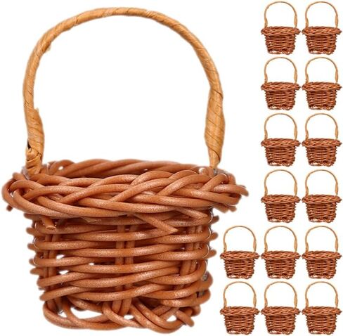 VICASKY 15pcs Woven Basket Picnic Hamper Miniature Easter Baskets Miniature Basket Easter Egg Basket Farmhouse Decor Fruit Decor Flower Basket Model Rattan Plastic Micro Scene Crafts in Saudi Arabia