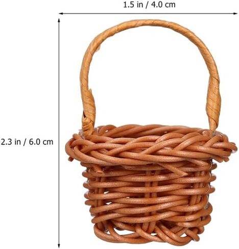 VICASKY 15pcs Woven Basket Picnic Hamper Miniature Easter Baskets Miniature Basket Easter Egg Basket Farmhouse Decor Fruit Decor Flower Basket Model Rattan Plastic Micro Scene Crafts in Saudi Arabia