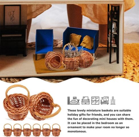 VICASKY 15pcs Woven Basket Picnic Hamper Miniature Easter Baskets Miniature Basket Easter Egg Basket Farmhouse Decor Fruit Decor Flower Basket Model Rattan Plastic Micro Scene Crafts in Saudi Arabia