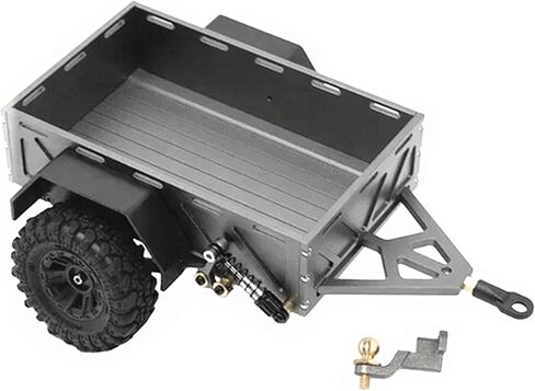 1/18 1/24 Scale RC Trailer, Metal Crawler Trailer for 1/18 TRX4M 1/24 AXIAL SCX24 RC Car, Miniature Decorative Cargo Carrier Upgrade Accessories(Titanium) in Saudi Arabia