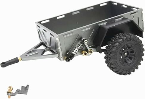 1/18 1/24 Scale RC Trailer, Metal Crawler Trailer for 1/18 TRX4M 1/24 AXIAL SCX24 RC Car, Miniature Decorative Cargo Carrier Upgrade Accessories(Titanium) in Saudi Arabia