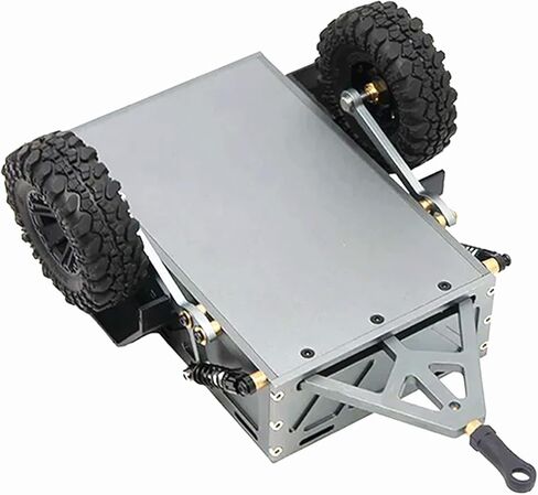1/18 1/24 Scale RC Trailer, Metal Crawler Trailer for 1/18 TRX4M 1/24 AXIAL SCX24 RC Car, Miniature Decorative Cargo Carrier Upgrade Accessories(Titanium) in Saudi Arabia