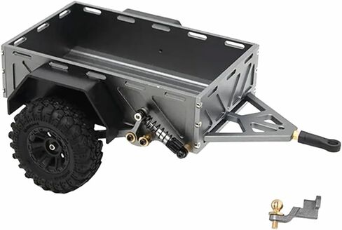 1/18 1/24 Scale RC Trailer, Metal Crawler Trailer for 1/18 TRX4M 1/24 AXIAL SCX24 RC Car, Miniature Decorative Cargo Carrier Upgrade Accessories(Titanium) in Saudi Arabia