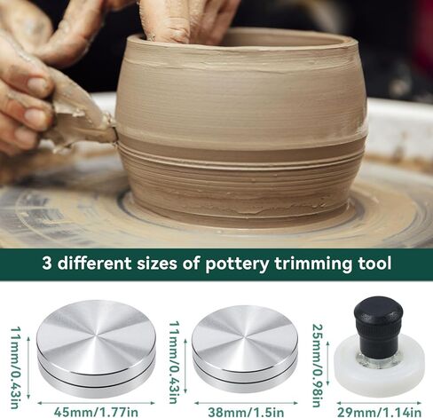 Solryne 3 Pack Pottery Trimming Spinner Tool - Rotary Trimming Tools for Pottery Wheel (30mm, 38mm, 45mm), for Potters & Beginners in Saudi Arabia