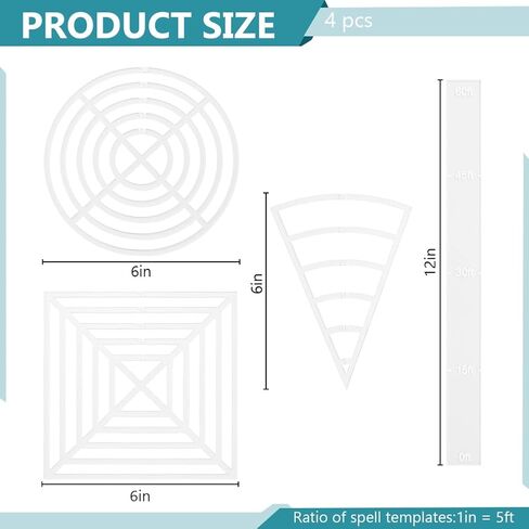 WEBEEDY 4 Styles D&D AOE Spell Damage Templates Clear Acrylic Area of Effect Spell Markers Map Grid for DND Accessories, Tabletop Board Game, Gift for DND Players in Saudi Arabia