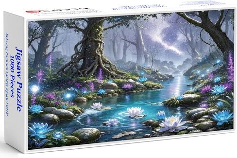 Puzzles for Adults 1000 Pieces - Fantasy Forest River Themed Colorful Jigsaw Puzzles, Fun Family Game, Challenging Brain Teaser, 28 x 20 in, Great Gift Idea & Home Decor (Fantasy Forest) in Kuwait