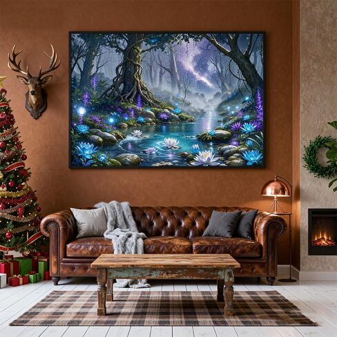 Puzzles for Adults 1000 Pieces - Fantasy Forest River Themed Colorful Jigsaw Puzzles, Fun Family Game, Challenging Brain Teaser, 28 x 20 in, Great Gift Idea & Home Decor (Fantasy Forest) in Kuwait