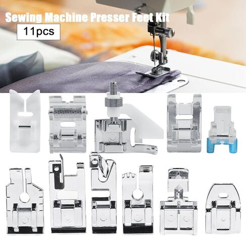 11pcs Household Sewing Machine Parts Quilting Zipper Presser Feet Kit, Metal Solid Durable, for Most Household Sewing Machine in Saudi Arabia